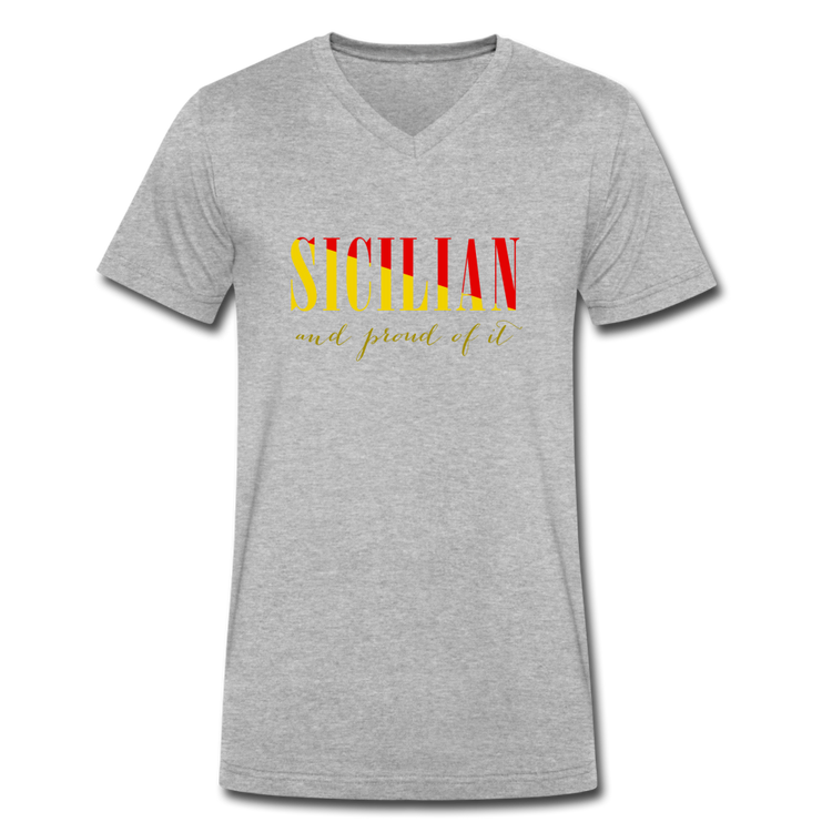 Sicilian and proud of it Unisex V-neck T-shirt - heather gray