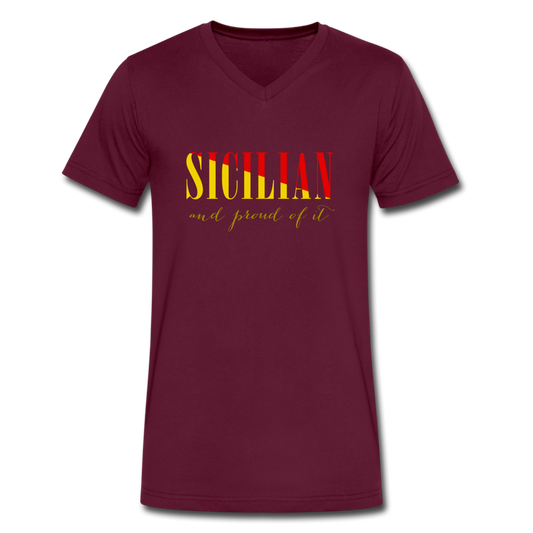 Sicilian and proud of it Unisex V-neck T-shirt - maroon