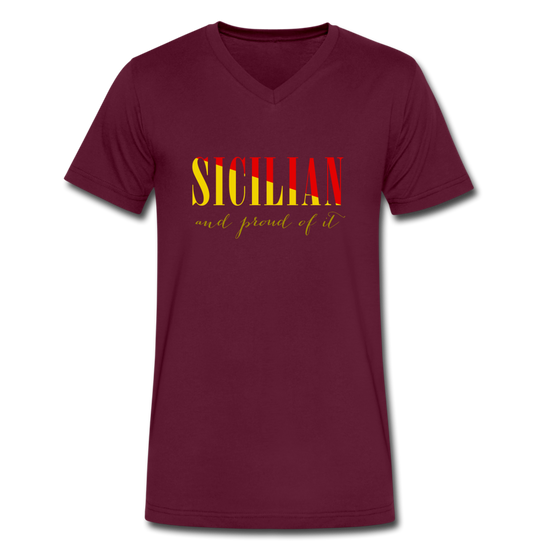 Sicilian and proud of it Unisex V-neck T-shirt - maroon