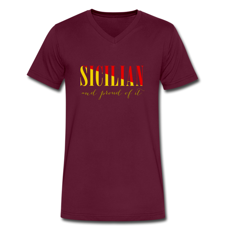 Sicilian and proud of it Unisex V-neck T-shirt - maroon