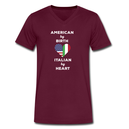 American by birth Italian by heart Unisex V-neck T-shirt - maroon