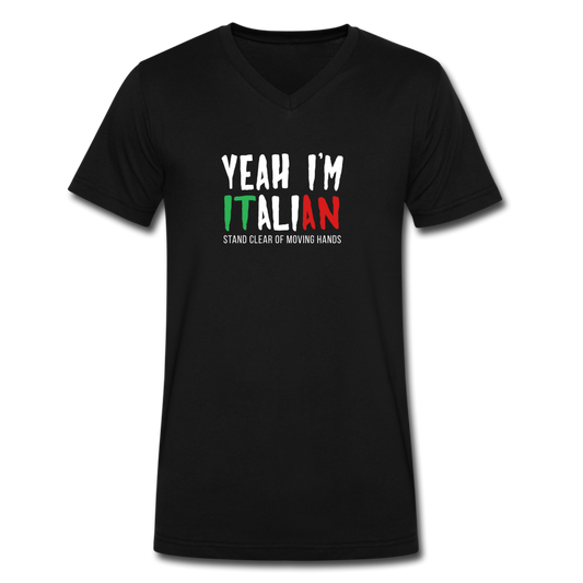 Yeah I'm Italian Unisex V-neck T-shirt - black