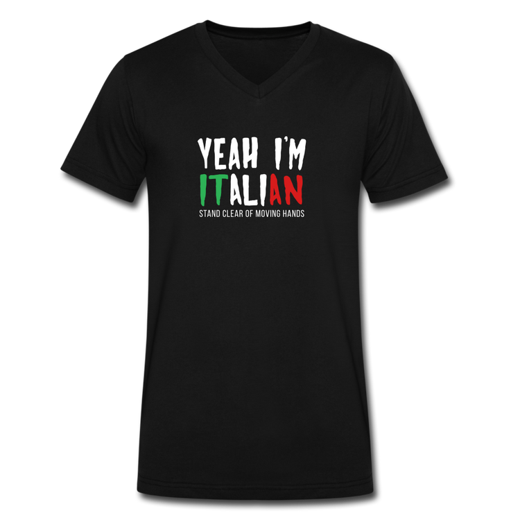 Yeah I'm Italian Unisex V-neck T-shirt - black