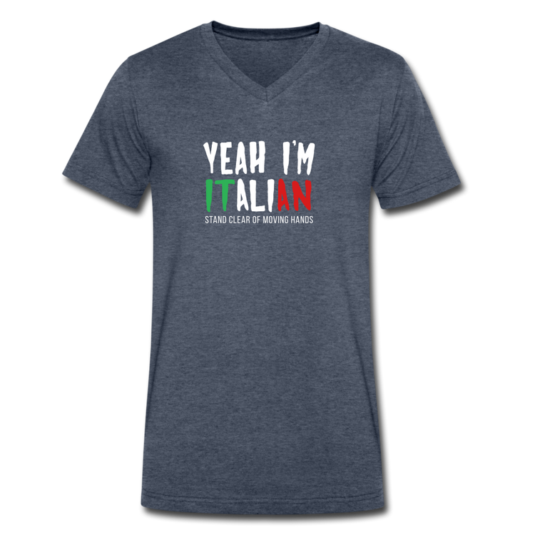 Yeah I'm Italian Unisex V-neck T-shirt - heather navy