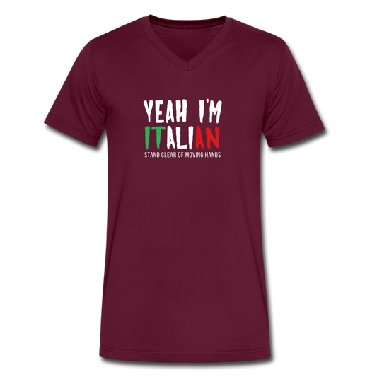 Yeah I'm Italian Unisex V-neck T-shirt - maroon