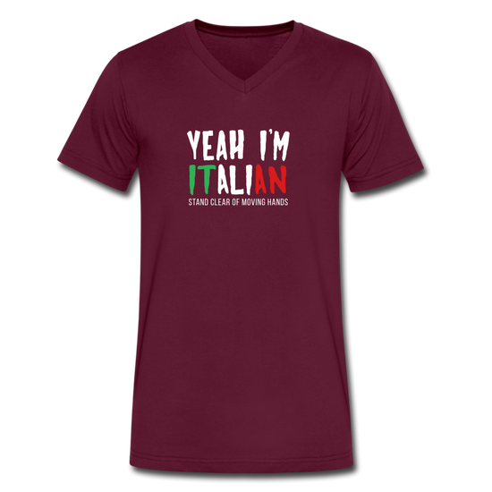 Yeah I'm Italian Unisex V-neck T-shirt - maroon