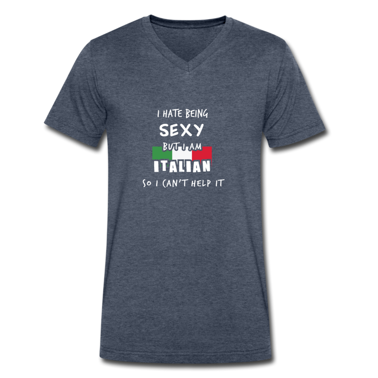 I hate being sexy but I am Italian Unisex V-neck T-shirt - heather navy