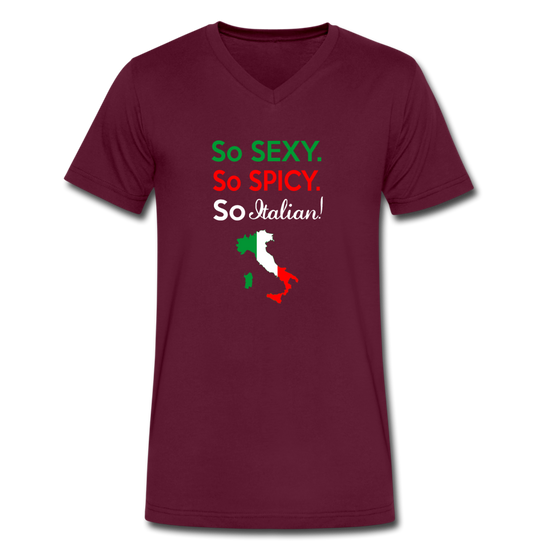 So sexy, So Italian Unisex V-neck T-shirt - maroon