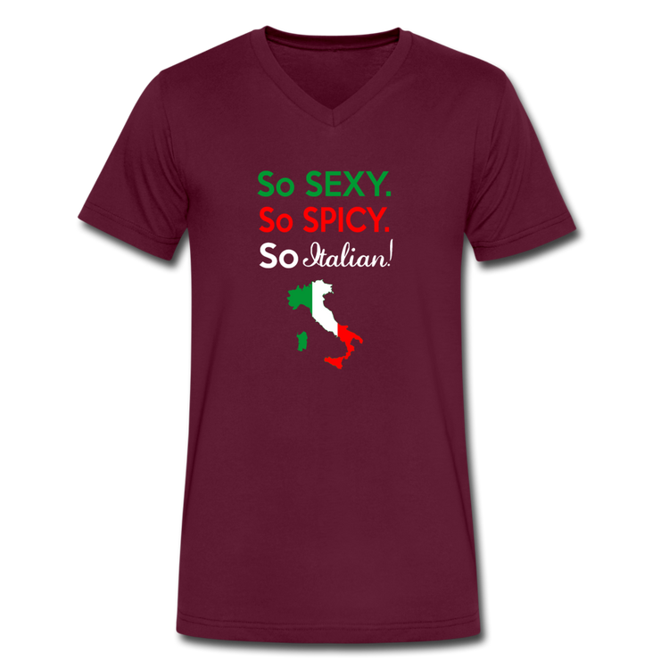 So sexy, So Italian Unisex V-neck T-shirt - maroon