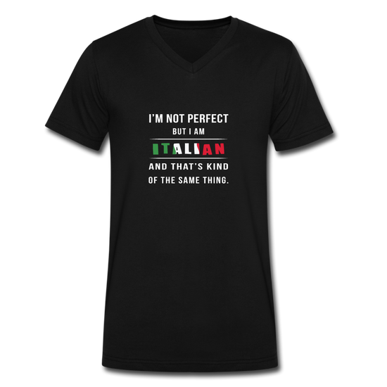 I'm not perfect, but I am Italian and that's kind of the same thing Unisex V-neck T-shirt - black