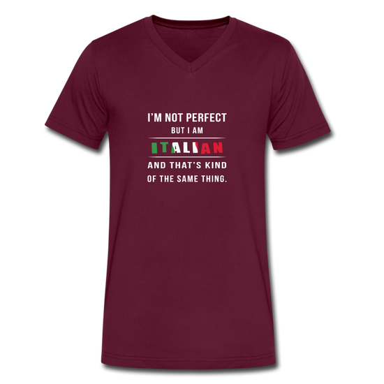 I'm not perfect, but I am Italian and that's kind of the same thing Unisex V-neck T-shirt - maroon