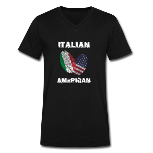 Italian American Unisex V-neck T-shirt - black