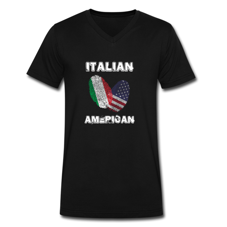 Italian American Unisex V-neck T-shirt - black