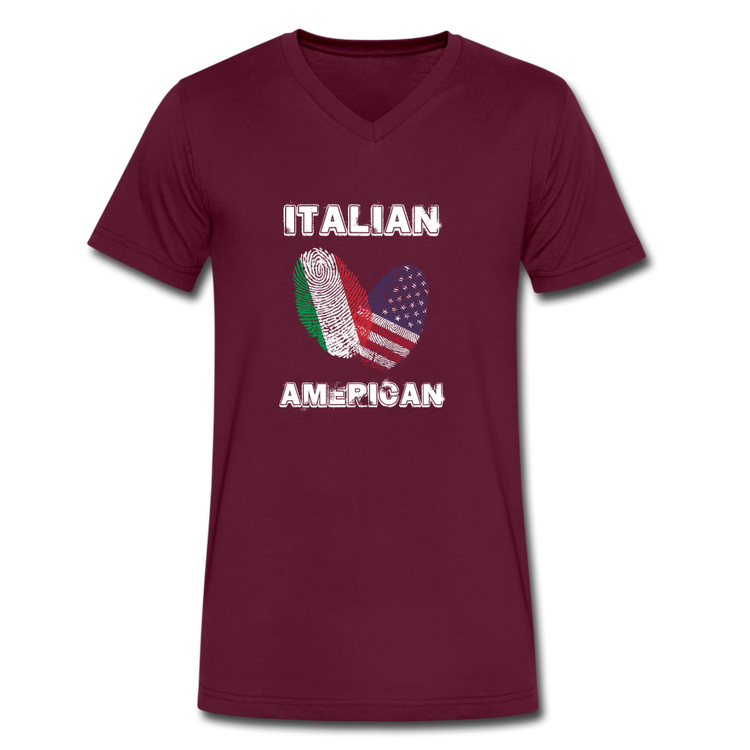 Italian American Unisex V-neck T-shirt - maroon