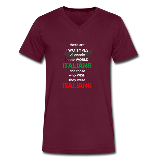 Two types of people in the world Italians and those who wish they were Italians Unisex V-neck T-shirt - maroon