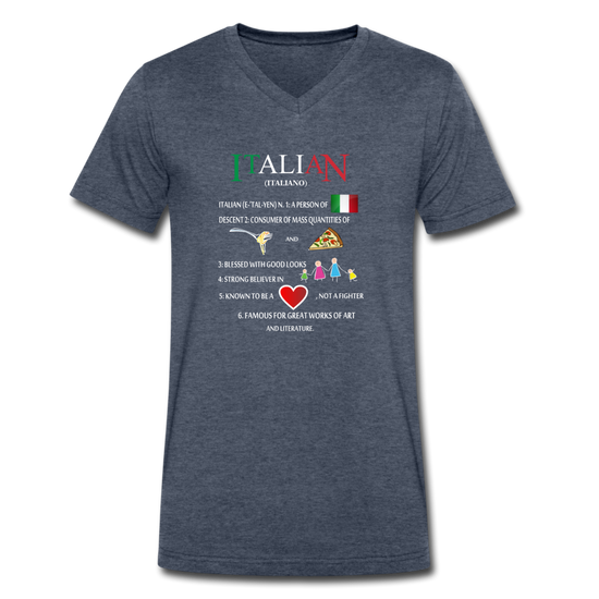 Italian (Italiano) noun Unisex V-neck T-shirt - heather navy