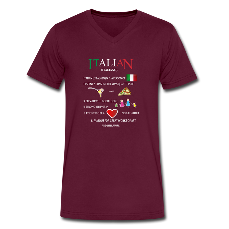 Italian (Italiano) noun Unisex V-neck T-shirt - maroon