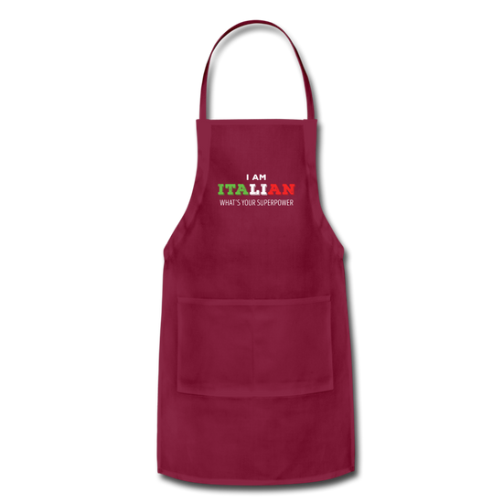 I am Italian what's your superpower? Apron - burgundy