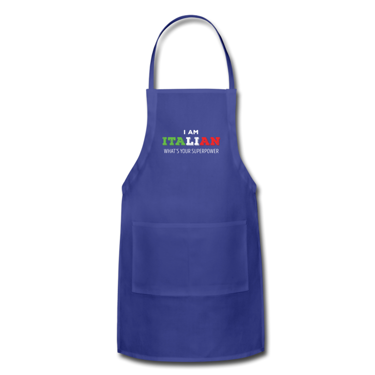 I am Italian what's your superpower? Apron - royal blue