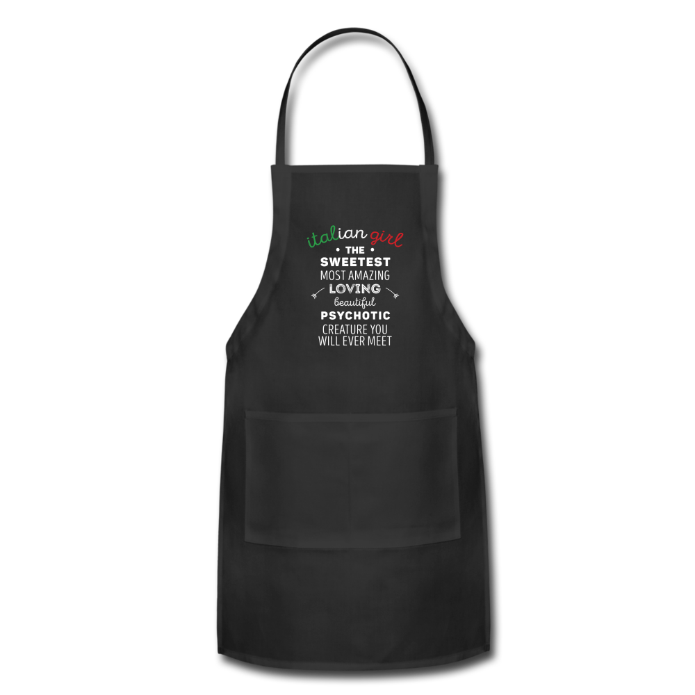 Italian Girl the sweetest psychotic creature Apron - black