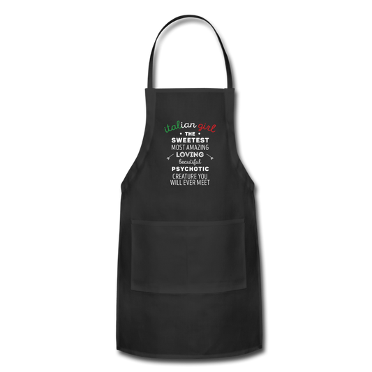 Italian Girl the sweetest psychotic creature Apron - black