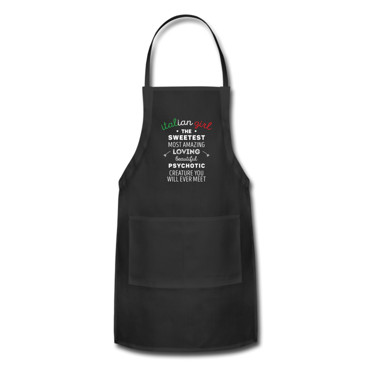 Italian Girl the sweetest psychotic creature Apron - black