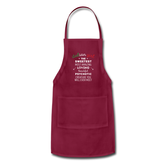 Italian Girl the sweetest psychotic creature Apron - burgundy