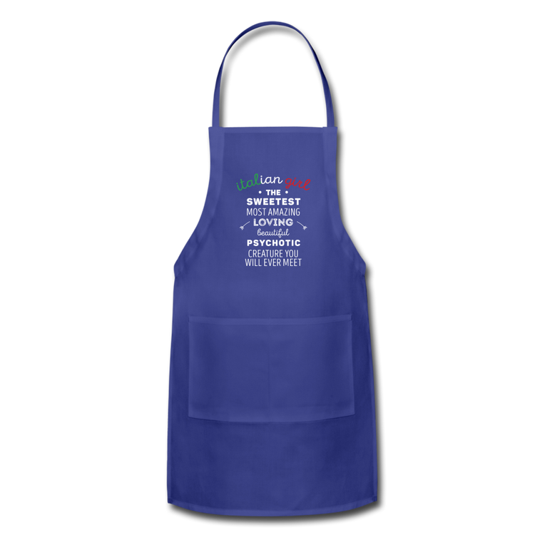 Italian Girl the sweetest psychotic creature Apron - royal blue