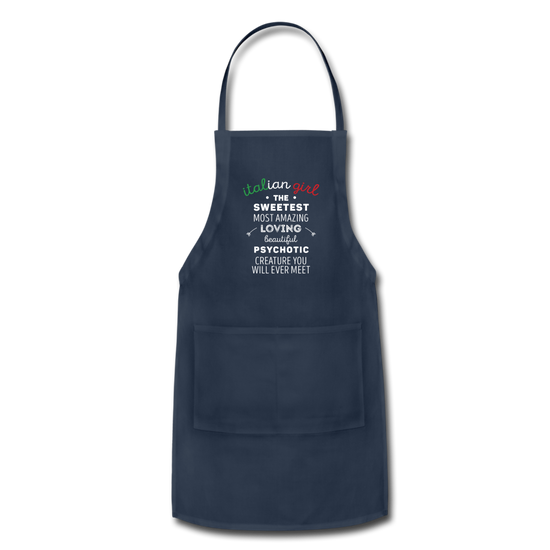 Italian Girl the sweetest psychotic creature Apron - navy