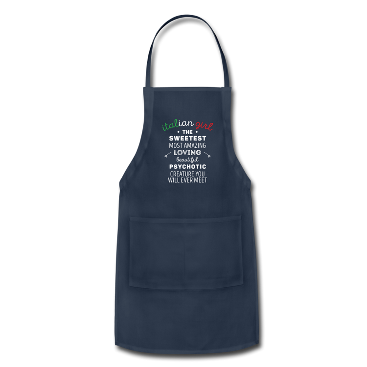 Italian Girl the sweetest psychotic creature Apron - navy