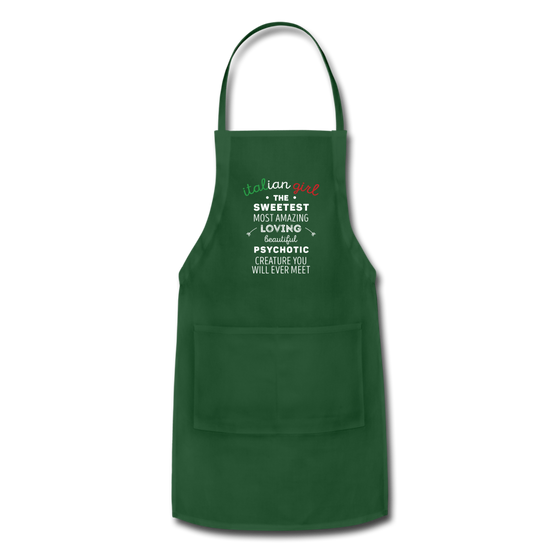 Italian Girl the sweetest psychotic creature Apron - forest green