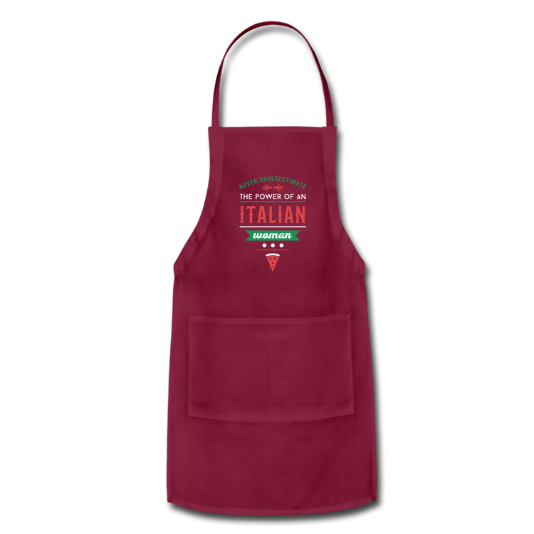 Never underestimate the power of an Italian woman Apron - burgundy