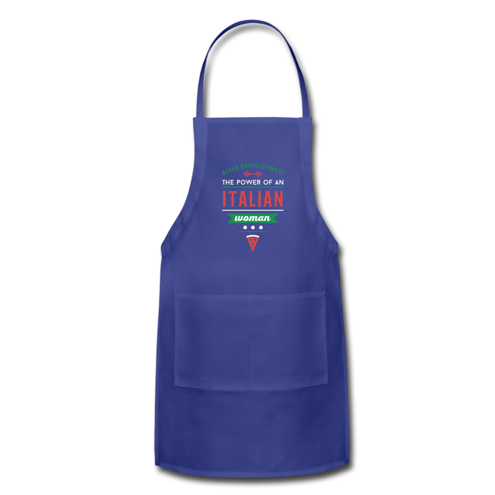 Never underestimate the power of an Italian woman Apron - royal blue