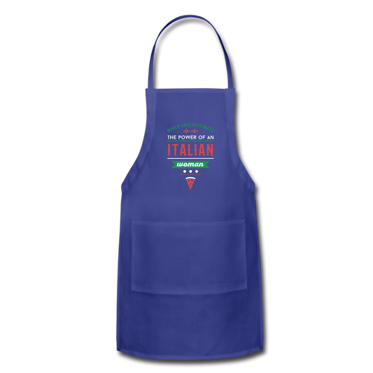 Never underestimate the power of an Italian woman Apron - royal blue