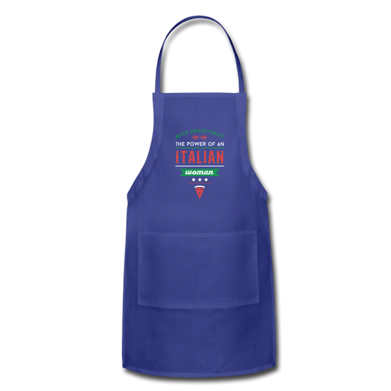 Never underestimate the power of an Italian woman Apron - royal blue