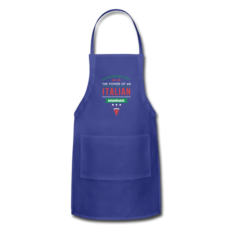 Never underestimate the power of an Italian woman Apron - royal blue