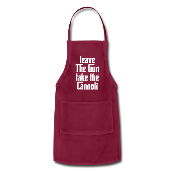 Leave The Gun Take The Cannolis Apron - burgundy