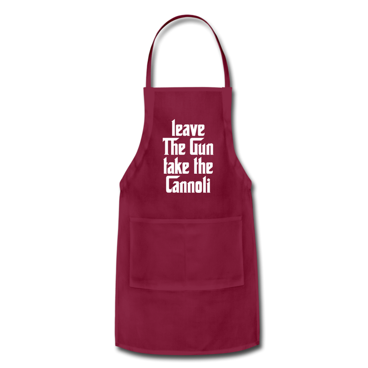 Leave The Gun Take The Cannolis Apron - burgundy