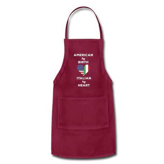 American by birth Italian by heart Apron - burgundy