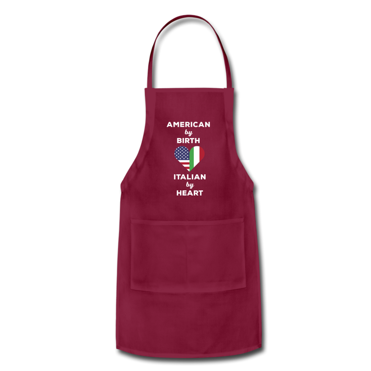 American by birth Italian by heart Apron - burgundy