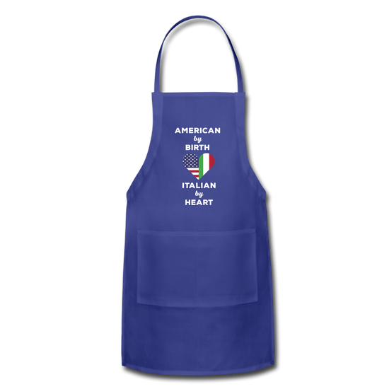 American by birth Italian by heart Apron - royal blue