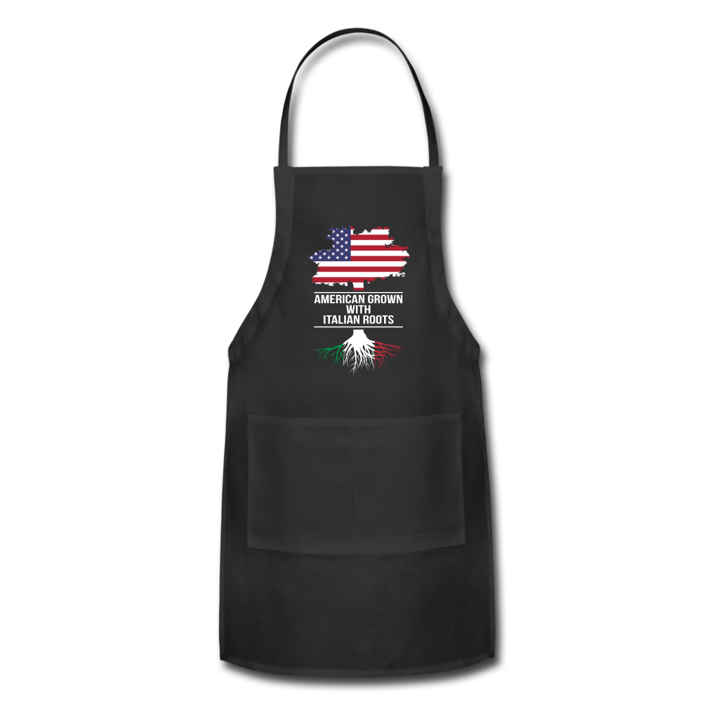 American Grown with Italian Roots Apron - black