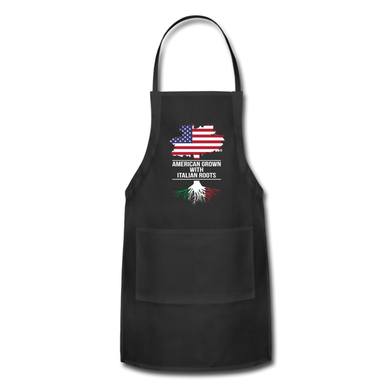 American Grown with Italian Roots Apron - black