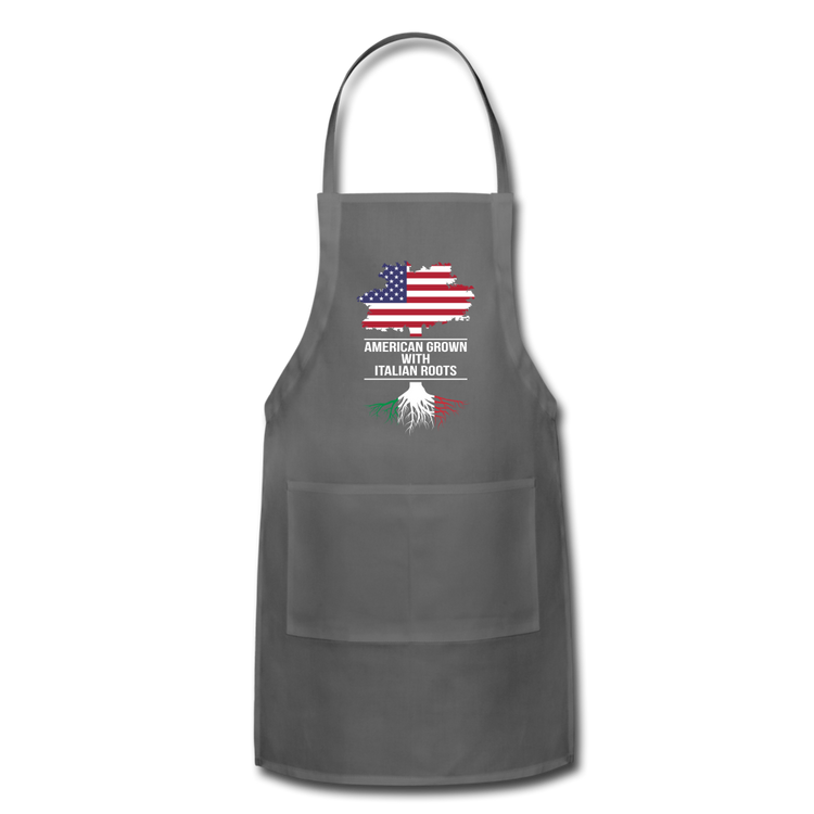 American Grown with Italian Roots Apron - charcoal