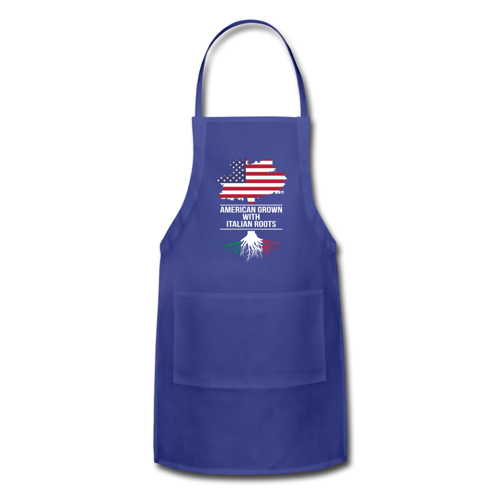 American Grown with Italian Roots Apron - royal blue