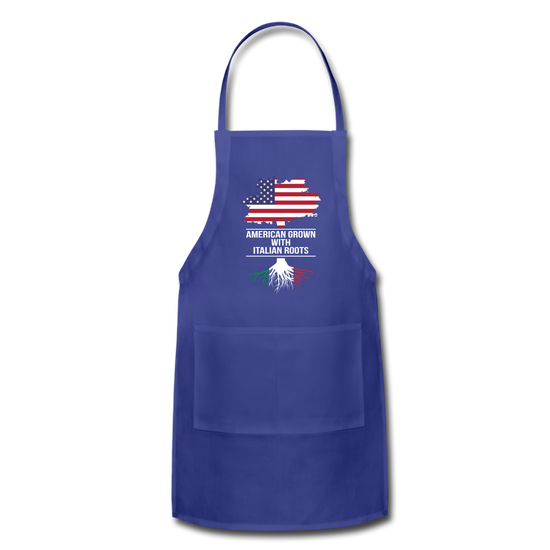 American Grown with Italian Roots Apron - royal blue