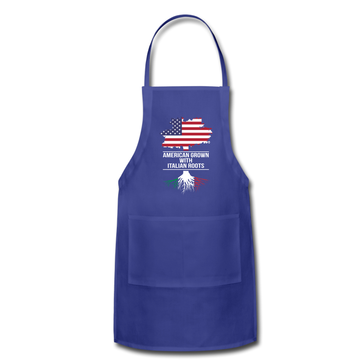 American Grown with Italian Roots Apron - royal blue