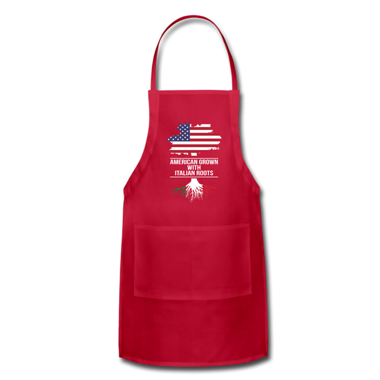 American Grown with Italian Roots Apron - red