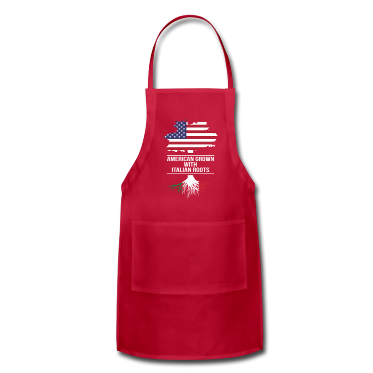 American Grown with Italian Roots Apron - red