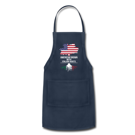 American Grown with Italian Roots Apron - navy